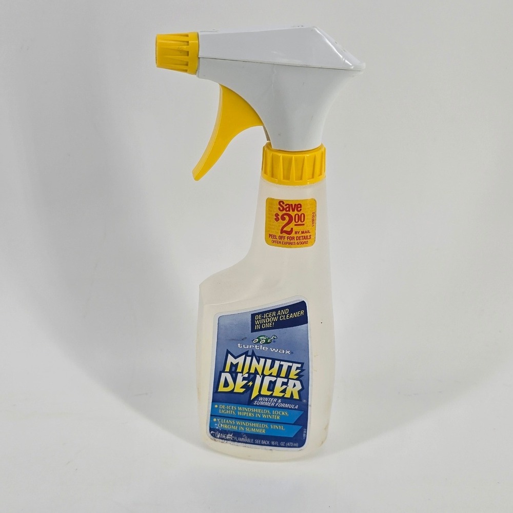 Turtle Wax Minute De-Icer 16oz Clear Vintage 1989 Window Cleaner Spray